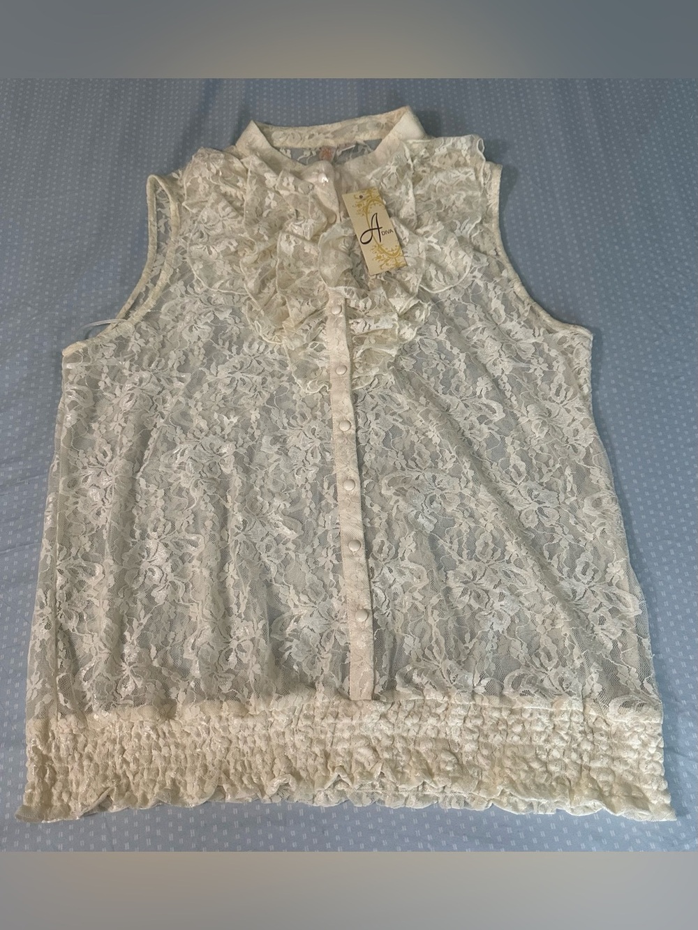 Adiva Cream Lace Blouse with Button Detail